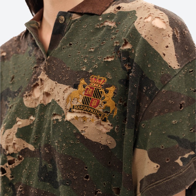 Distressed Camo Polo